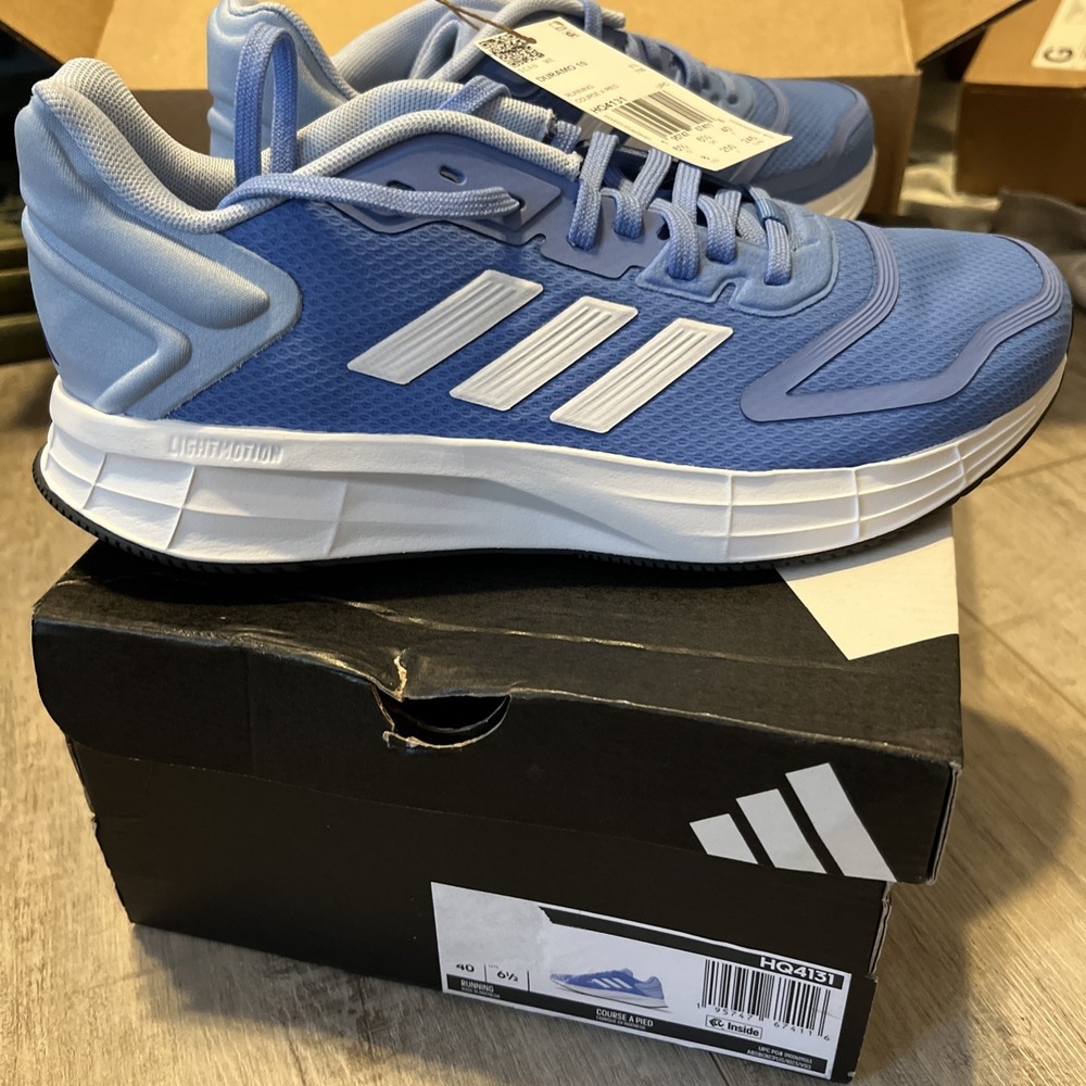 adidas Duramo 10 –‎ Women 8 Running Shoes Blue Fusion White HQ4131 NEW